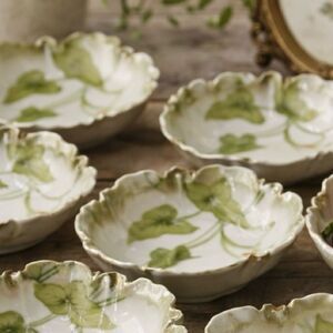 Vintage 1920’s Floral Scalloped Berry Bowls Set/6 Porcelain Gold Rim RS Germany